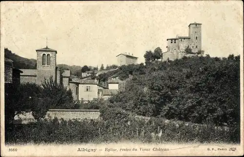 Ak Albigny Rhône, Kirche, Überreste des alten Schlosses