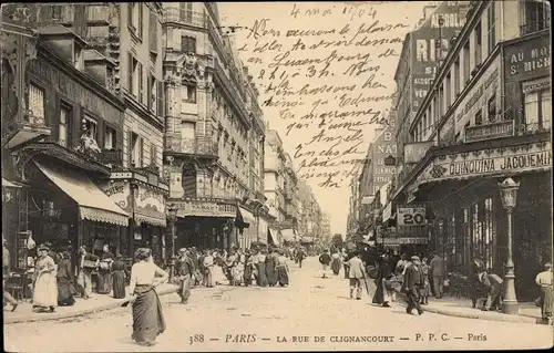Ak Paris Buttes Montmartre, La Rue de Clignancourt