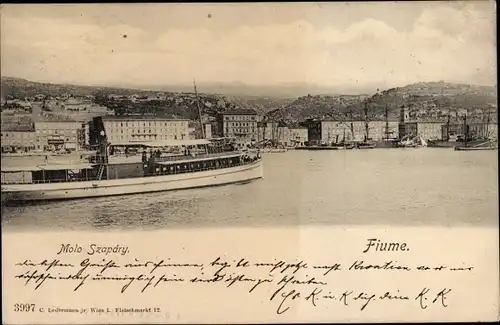 Ak Rijeka Fiume Kroatien, Molo Szapary