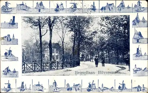 Passepartout Ak Hilversum Nordholland Niederlande, Heuvellaan, Molen