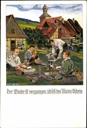 8 alte Künstler Ak von Wandern und Bleiben, Verband der deutschen Jugendherben Hilchenbach Westfalen