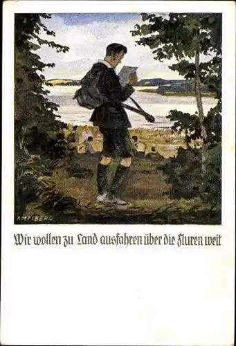 8 alte Künstler Ak von Wandern und Bleiben, Verband der deutschen Jugendherben Hilchenbach Westfalen