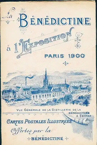 10 alte Ak 1. Ausstellung von Bénédictine in Paris 1900 im Sammelheft, diverse Ansichten