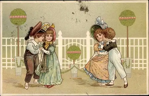 Künstler Ak Gruß aus Richter's Tanzstunde, Tanzpaare, Kinder, Munk 351