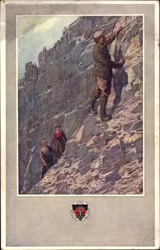 Künstler Ak Bergsteiger im Gebirge, Deutscher Schulverein Nr. 345