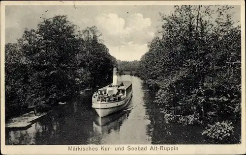 Ak Altruppin Neuruppin in Brandenburg, Ausflugsboot auf dem Kanal