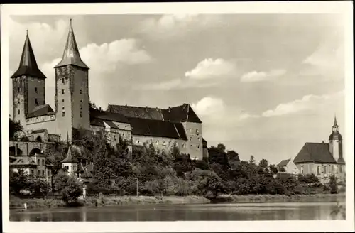 Ak Rochlitz an der Mulde Sachsen, Blick über die Mulde auf Schloss u. Petrikirche