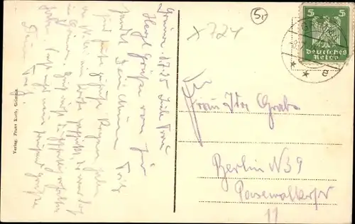 Ak Grimma in Sachsen, Totalansicht vom Ort, Kirche, Fluss