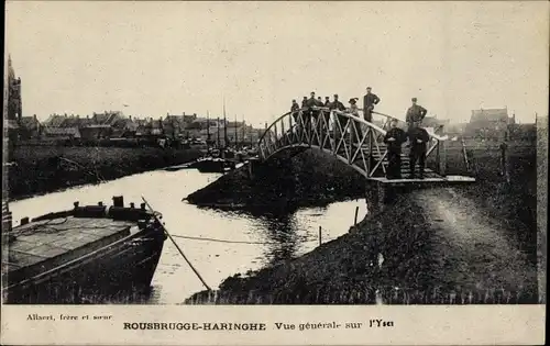 Postkarte Rousbrugge Haringhe Roesbrugge Haringe Flandern, Gesamtansicht der Yser