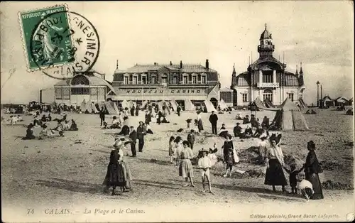 Ak Calais Pas de Calais, der Strand und das Casino