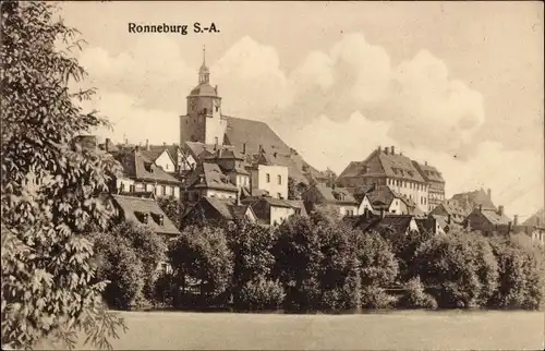 Ak Ronneburg in Thüringen, Blick auf den Ort, Turm, Wohnhäuser