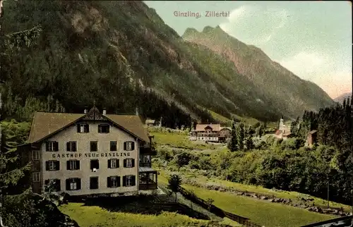 Ak Ginzling Zillertal Tirol, Gasthof Neu Ginzling, Bergkamm