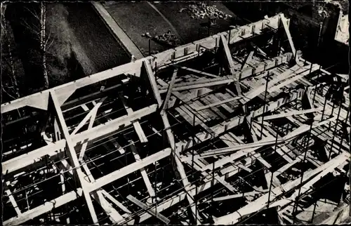 Ak Saint Dié des Vosges, La Cathédrale revit, La Charpente en Avril 1951