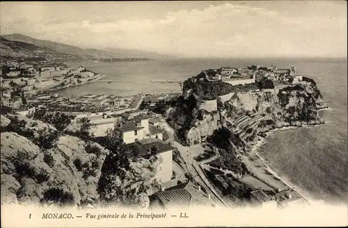 Postkarte Monaco, Gesamtansicht des Fürstentums