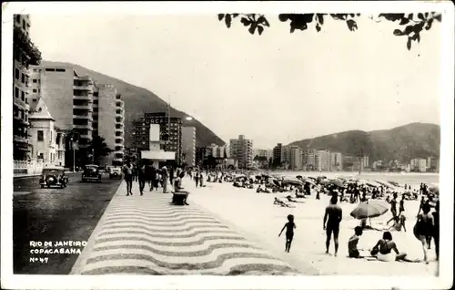 Ak Copacabana Rio de Janeiro Brasilien, Strandpartie