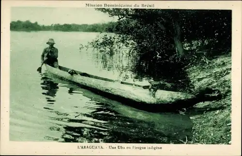 Ak Brasilien, L&#39;Araguaya, An Uba oder indigener Firogue