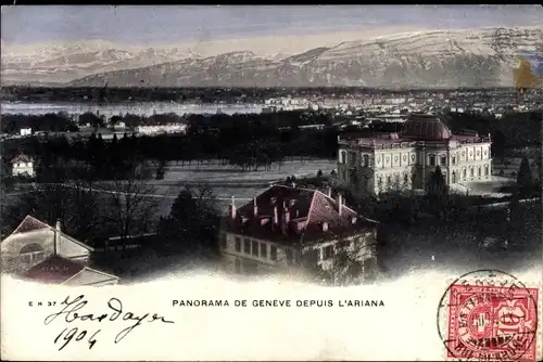 Ak Genf Genf Schweiz, Panorama von der Ariana
