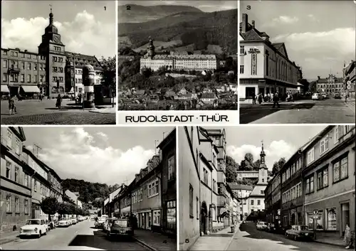 Ak Rudolstadt in Thüringen, Rathaus am Marktplatz, Blick zum Schloss Heidecksburg, Filmtheater