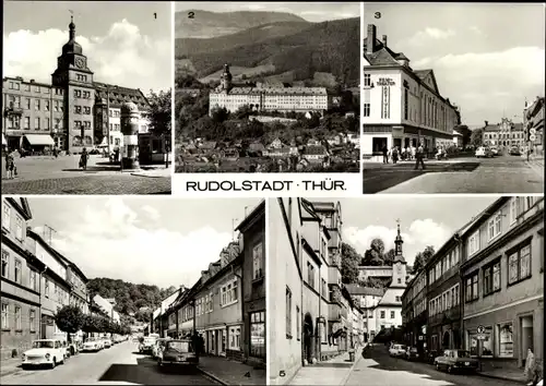 Ak Rudolstadt in Thüringen, Rathaus am Marktplatz, Blick zum Schloss Heidecksburg, Filmtheater