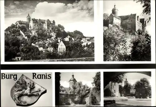 Ak Ranis in Thüringen, Blick zur Burg, Wappen