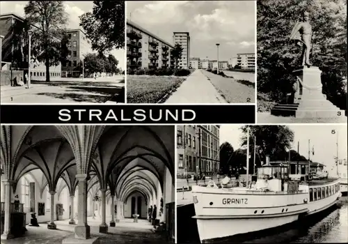 Ak Stralsund, Krankenhaus Große Parower Straße, Heinrich-Heine-Ring, Katharinenkloster, MS Granitz