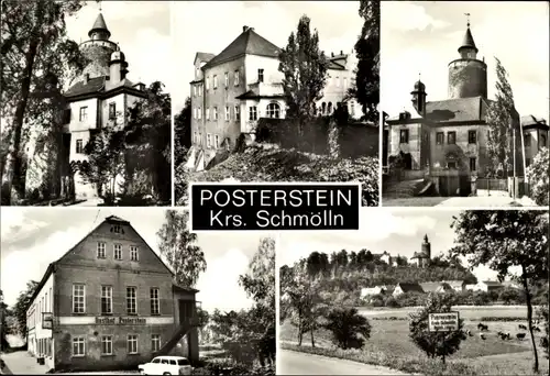 Ak Posterstein im Altenburger Land, Gesamtansicht, Gasthof, Burg