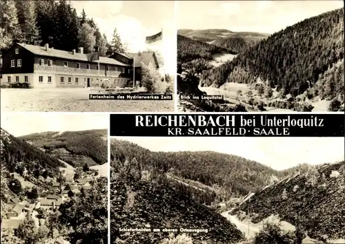 Ak Reichenbach Probstzella Thüringen, Ferienheim des Hydrierwerkes Zeitz, Loquitztal, Schieferhalden