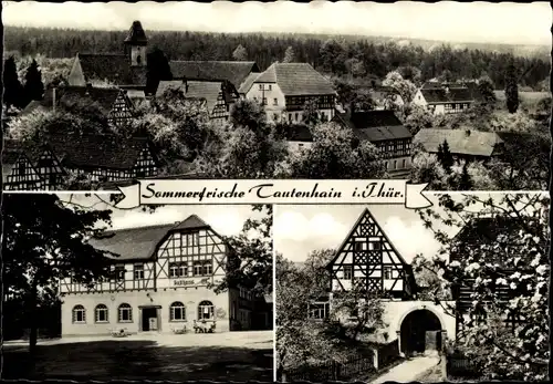 Ak Tautenhain Thüringen, Gesamtansicht, Gasthaus