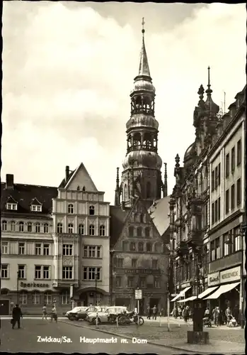Ak Zwickau in Sachsen, Hauptmarkt mit Dom