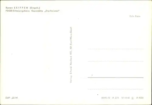 Ak Seiffen im Erzgebirge, FDGB Erholungsheim Gaststätte Dorfheimat