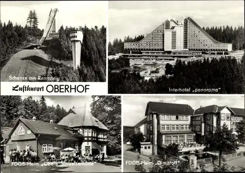 Ak Oberhof, Schanze am Rennsteig, Interhotel Panorama, FDGB-Heim Dimitroff, Obere Schweizerhütte