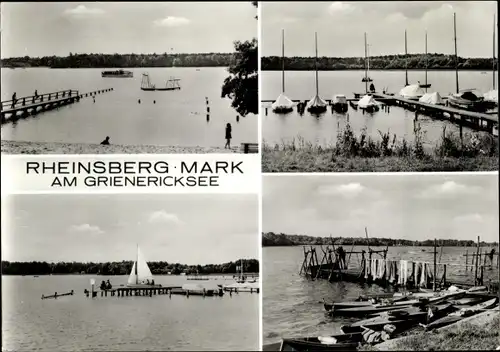 Ak Rheinsberg in der Mark, Am Grienericksee, Bootsanleger, Boote