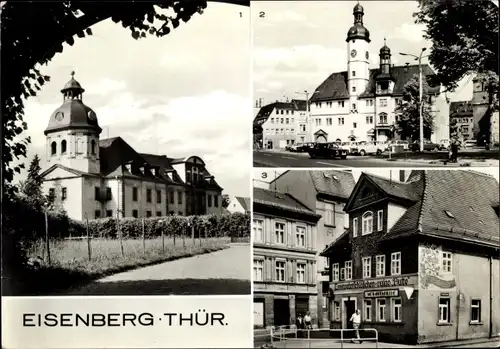 Ak Eisenberg in Thüringen, Schlosskirche, Rathaus, HO Gaststätte Trompeterschlösschen