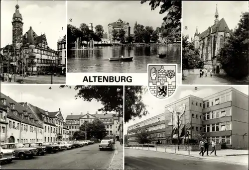 Ak Altenburg in Thüringen, Rathaus, Am großen Teich, Schlosskirche, Brühl, Hermann-Matern-Oberschule