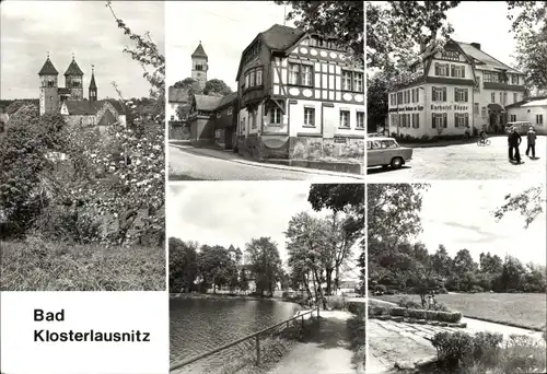 Ak Bad Klosterlausnitz in Thüringen, Kirche, HOG Drei Schwäne, HOG Köppe, Schwanenteich, Park