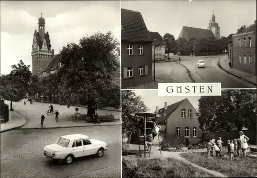 Ak Güsten in Anhalt, Kirchplatz, Kindergarten Neustadt, Platz der Freundschaft, Rathaus