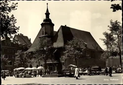 Ak Jena, Rathaus, Markt, Passanten