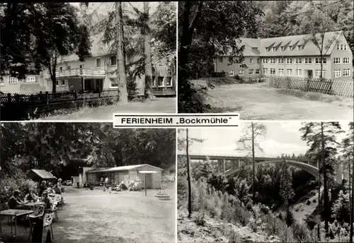 Ak Schleifreisen in Thüringen, Ferienheim Bockmühle, VEB Energiekombinat Süd, Brücke, Panorama