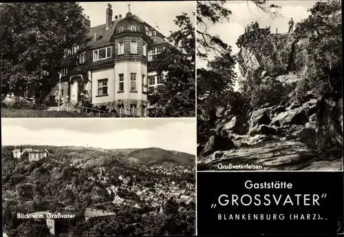 Ak Blankenburg am Harz, Großvaterfelsen, Gaststätte Großvater, Panorama