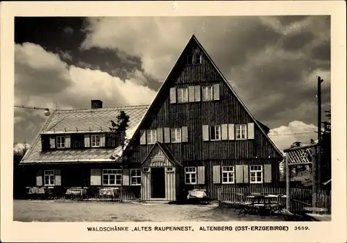 Ak Altenberg im Osterzgebirge, Waldschänke Altes Raupennest, Außenansicht