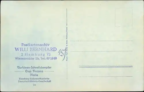 Ak Turbinenschnelldampfer Cap Arcona, Halle, Innenansicht, HSDG