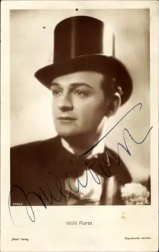 Ak Schauspieler Willi Forst, Portrait, Autogramm