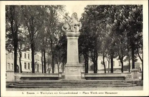 Ak Eupen Wallonien Lüttich, Werthplatz mit Kriegerdenkmal