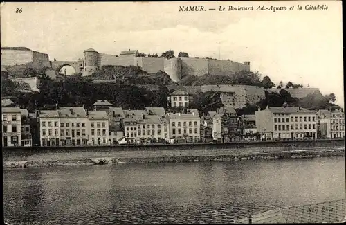 Ak Namur Wallonien, Boulevard Ad.-Aquam und die Zitadelle