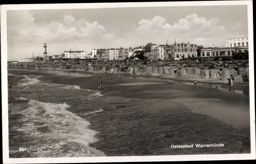 Ak Ostseebad Warnemünde Rostock, Strand, Kurhaus, Leuchtturm