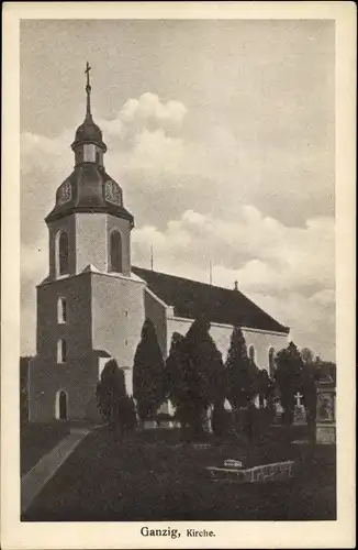 Ak Ganzig Liebschützberg Sachsen, Kirche, Friedhof