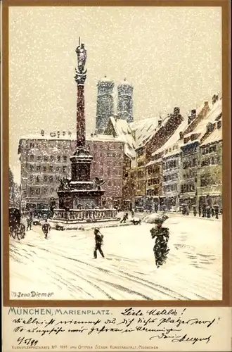 Künstler Litho Diemer, Zeno, München Bayern, Marienplatz