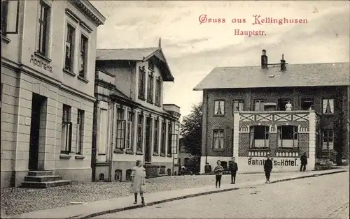 Ak Kellinghusen in Holstein, Hauptstraße, Apotheke, Bahnhofs Hotel