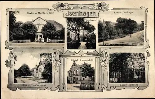 Ak Isenhagen Hankensbüttel in Niedersachsen, Kloster, Amtsrichterhaus, Gasthaus, Landratsamt