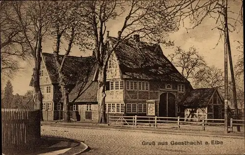 Ak Geesthacht an der Elbe, Straßenpartie im Ort
